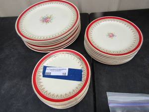 lot 18 image: Taylor Smith China dishes includes, 8 dinner plates, 8 saucers, 8 dessert saucers