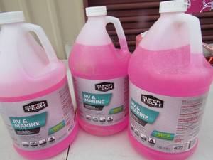 lot 229 image: 3 bottles of Rv& marine antifreeze 1 bottle used
