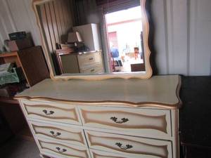 lot 245 image: FRENCH PROVENCIAL  6 drawer dresser 355617 GREAT Condition, has mirror that goes with it 3141