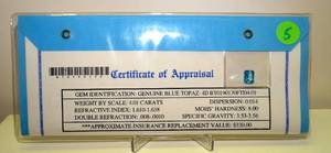 lot 5 image: BIG $ ITEM - GENUINE 4.01 CARAT BLUE TOPAZ WITH CERTIFICATION APPRAISAL $330.00