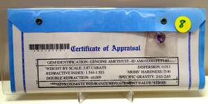lot 8 image: BIG $ ITEM - GENUINE 3.87 CARAT AMETHYST WITH CERTIFICATION APPRAISAL $320.00