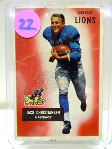 lot 22 image: Jack Christiansen 1955 BOWMAN FOOTBALL NFL ORIGINAL CARD #28 Detroit Lions