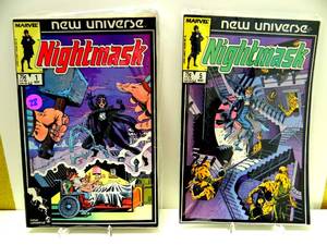 lot 28 image: 2 BOOK LOT - Marvel Comics NIGHTMASK - New Universe - #1 Nov 1986 & #5 Mar 1987