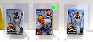 lot 81 image: VINTAGE CLEVELAND BROWNS - 1951 Bowman #38 Lou Rymkus & 2X 1951 Bowman #37 Horace Gillom ROOKIE CARD $$$