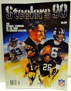 lot 130 image: Pittsburgh Steelers 1990 Official Yearbook Chuck Noll 90s Vintage NFL Football