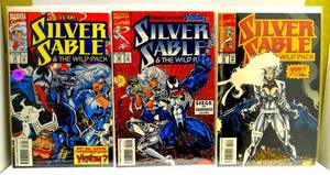 lot 172 image: 1993 MARVEL COMICS - Silver Sable & The Wild Pack #18 vs. Venom, #19, & Silver Sable Wild Pack #20 Jan. Dont be afraid of the Dark  (3X$)
