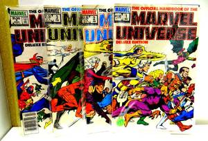 lot 177 image: Official Handbook Of The Marvel Universe DELUXE EDITION #1-4 comic LOT 1985 $$$