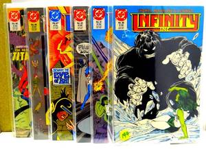 lot 194 image: 1987 DC COMICS - INFINITY INC. 36 & 41 1st Appearance of Zzlrrrzzzm, 42, 43, 44, & 45 - EARLY TODD MCFARLANE ART COVERS (6X$)