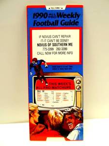 lot 219 image: RARE Vintage 1990 All Pro Football Weekly Guide NFL Schedule - GREAT CONDITION $$