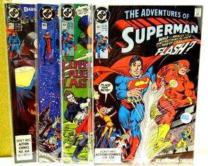 lot 226 image: $$$ The Adventures of Superman #463 NM DC Comic (1990) Superman Vs. Flash Race  #464, 465, & 466 (4 BOOK LOT)