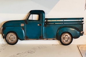 lot 20 image: 27 x 10 Metal Vintage Pickup Wall Hanger