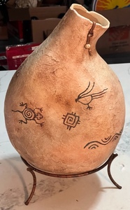 lot 40 image: Original Artesian Southwestern Large Gourd 1994 - Signed