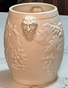 lot 47 image: Hart stone Pottery Bacchus Grapes &amp Leaves 8-58 Off White Bisque Vase