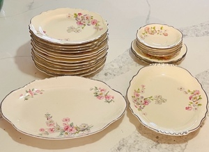lot 76 image: 21 Piece Homer Laughlin Virginia Rose China - Including Two Serving Platters - 21 x Money