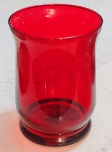 lot 81 image: Vintage Red Hurricane Glass by Libbey