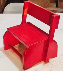 lot 84 image: Vintage Wooden Childrens Combination ChairFootstool