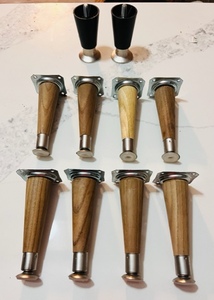 lot 137 image: Set of Eight Vintage Mid-Century Solid Eood Tapered Furniture Legs W Two Additional Plastic &amp Metal Legs