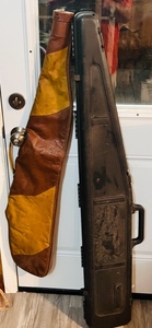 lot 150 image: Gun Guard Rifle Hard Case &amp Two Tone Brown Leather Soft Case