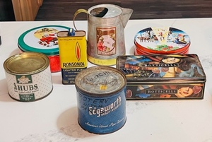 lot 152 image: Lot of Seven Tins - Including Vintage Ronsonol Lighter Fuel &amp Edgeworth Pie Tobacco Cans