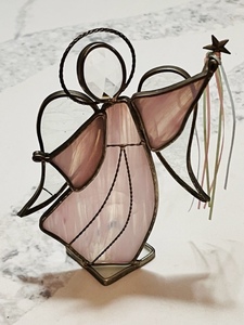 lot 217 image: 8 Handmade Punk IridescentStainef Glass Angel Suncatcher Figurine&nbsp