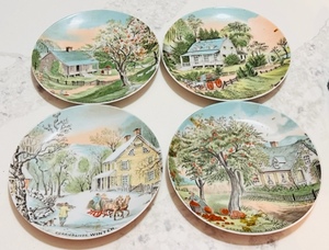 lot 219 image: Currier and Ives 6-12 Four Seasons Plates - Spring, Summer, Fall, &amp Winter