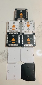 lot 228 image: Two White &amp Three Black Magnetic Battery Operated LED Lights WStationary Mounting Plates for Non-Metallic&nbsp
