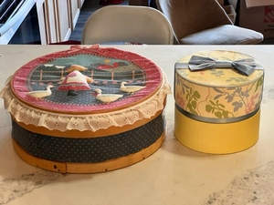 lot 245 image: Vintage Handmade Wood Sewing Box &amp Crabtree &amp Evelyn Gift Box