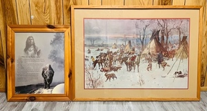lot 282 image: Two Framed American Indian Prints - One From C. Russell 1900 &amp Where Are The Buffalo Gone