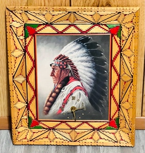 lot 283 image: Framed Indian Chief Clock
