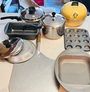 lot 294 image: Lot of Sauce Pans (Including Inkor), Baking Pans, Pizza Paddle, &amp West Bend Serving Oven