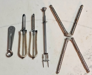 lot 358 image: Five Vintage Kitchen Utensils For Peeling Or Cracking