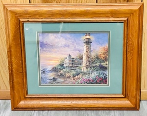 lot 397 image: Thomas Kincaid Style Lighthouse Framed Print