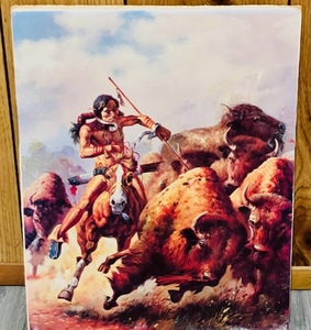 lot 400 image: American Indian Hunting Buffalo Unframed Print