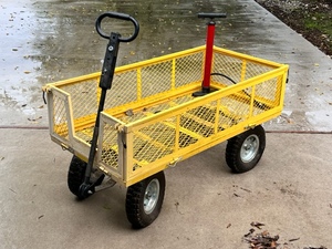 lot 7 image: Heavy Duty 48 x 25 x 24 Utility Wagon WDetachable or Fold Down Sides &amp Tire Pump