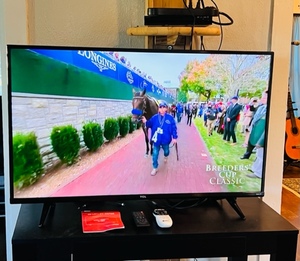 lot 11 image: 43 TCL Class 4-Series 4K UHD HDR Roku Smart Television Model 43S431 &amp 2020 Ameriwood HOME Parsons Desk