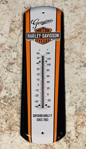lot 13 image: Metal Harley Davidson Hanging Thermometer