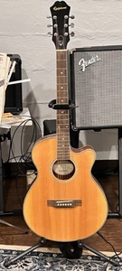 lot 16 image: Epiphone PR-4E-NA Acoustic Electric Guitar WStand &amp Softcase
