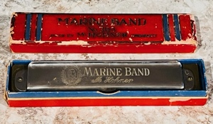 lot 37 image: Vintage M. Hohner Marine Band Harmonica Key of C - Made in Germany