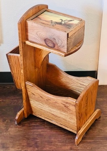 lot 96 image: Chair Side Wooden UtilityMagazineKnicknack Stand WRemovable Knicknack Box