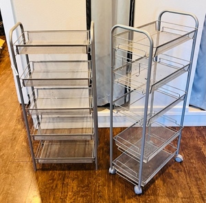 lot 99 image: Two Cozzine Five Tray Kitchen Shelves - One With Casters