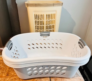 lot 103 image: Two Sterilite Ultra Hiphold Laundry Baskets &amp Clothes Hamper