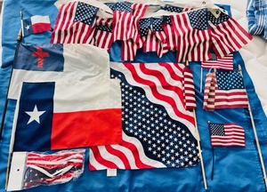 lot 119 image: Flag &amp Banner Lot - Mostly American and Texas Flags