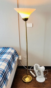 lot 122 image: Stylish Floor Lamp &amp Variable Speed Oscillating Fan