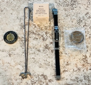 lot 127 image: Avon Wild Mustang Pendant, Cross Bracelet, Armor Of God Challenge Coin, &amp BASS Collectors Series The Dual Coin