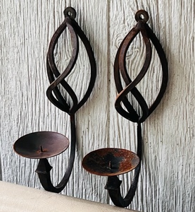 lot 147 image: Two Wall Hanging Metal Candle Sconces