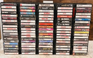 lot 154 image: Awesome 100 Cassette Tape Lot in Storage Case - Check Out These Bands