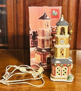 lot 170 image: Vintage Village Square Mervyns 2000 Christmas Bell Tower