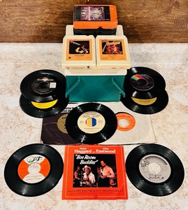 lot 173 image: Ten 45 Records W45 RPM Reel Case &amp Four 8 Tracks - Including ZZ Top Fandango - London