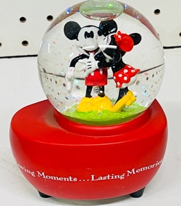 lot 244 image: Disney Loving Moments Lasting Memories Mickey &amp Minnie Musical Snow Globe - Only Available at Disney Theme Parks
