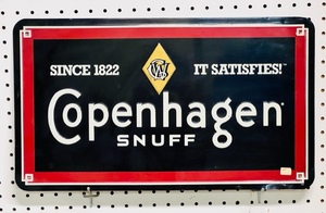 lot 5 image: Vintage 1980s Copenhagen Metal Advertising Sign - Pre-Warning Label